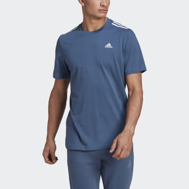 T-shirt coton à 3 bandes Bleu Hommes Sportswear