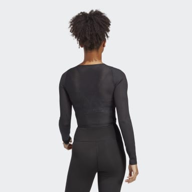 Women Gym & Training Black Best of adidas Cropped Long Sleeve Tee