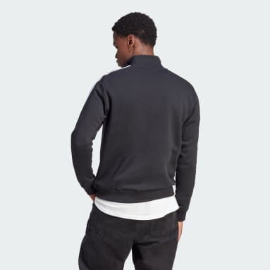 Sweatshirt com Fecho a 1/4 em Fleece 3-Stripes Essentials Preto Homem Sportswear