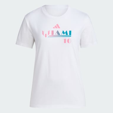 Women's Soccer White "M"IAMI Graphic Tee