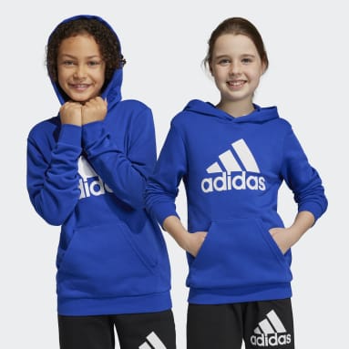 Youth 8-16 Years Sportswear Blue Big Logo Essentials Cotton Hoodie