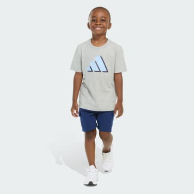 Two-Piece Short Sleeve Heather Cotton Tee and Cargo French Terry Shorts Set