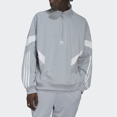 Men Originals Grey adidas Rekive Half-Zip Sweatshirt
