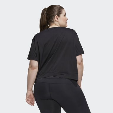 Kvinder Yoga Sort AEROREADY Studio Loose Crop Plus Size T-shirt