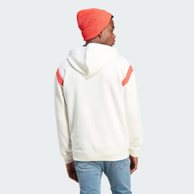 Polera con Capucha Colorblock Cierre Frontal Blanco Hombre Sportswear