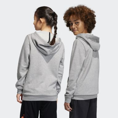 Sweat-shirt à capuche bicolore en coton Big Logo Essentials Gris Enfants Sportswear