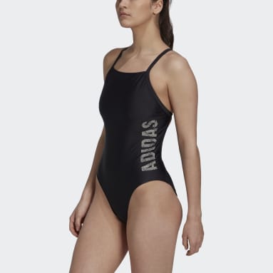 Women Swimming Black Thin Straps Branded Swimsuit