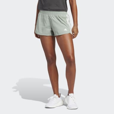 Women Gym & Training Green Pacer 3-Stripes Woven Shorts