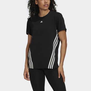 Frauen Fitness & Training Trainicons 3-Streifen T-Shirt Schwarz