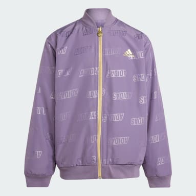 Youth 8-16 Years Sportswear Purple Brand Love Gold Reversible Jacket Kids