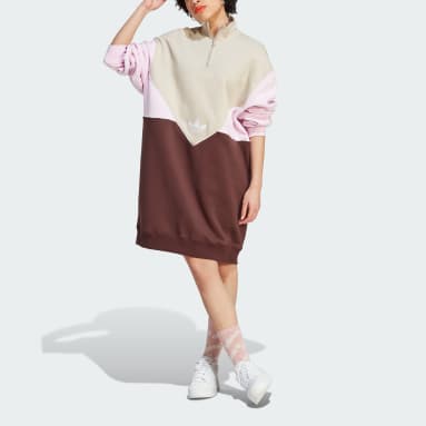 Robe sweat-shirt à demi-zip Beige Femmes Originals
