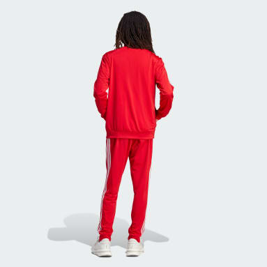Heren Sportswear rood Basic 3-Stripes Tricot Trainingspak
