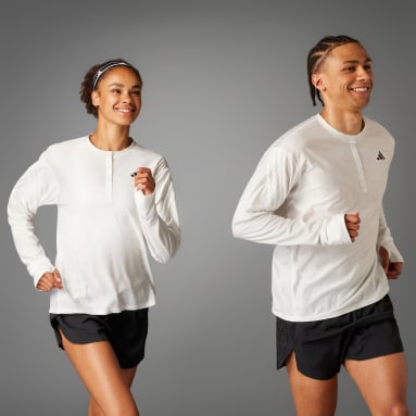 adidas T-shirt de running Henley Made to Be Remade (Non genré) Blanc Running