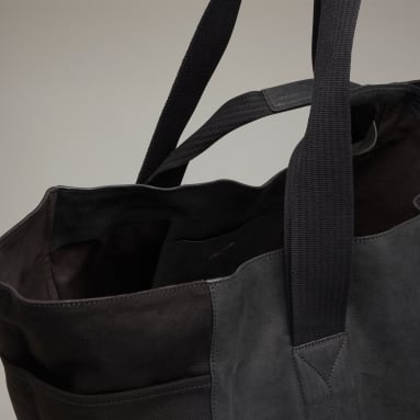 Y-3 Lux Leather Logo Printed Tote Bag in Black for Men