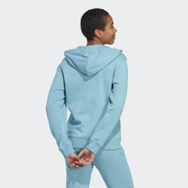 Sudadera con Gorro Essentials Linear Felpa Francesa con Cierre Frontal Azul Mujer Sportswear