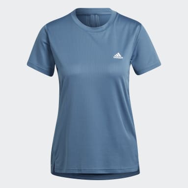 Women Gym & Training Blue AEROREADY Designed 2 Move 3-Stripes Sport Tee