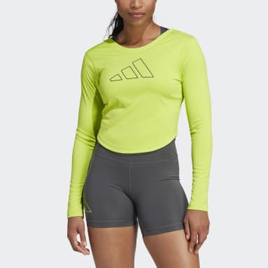 T-shirt à manches longues de training Hyperbright vert Femmes Training Et Fitness