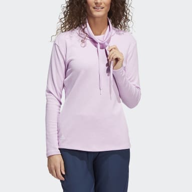 Women Golf Purple Mélange High Mock Pullover