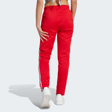 Adidas red track pants womens online