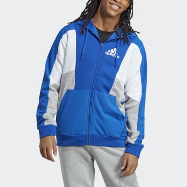 Veste à capuche entièrement zippée Essentials Colorblock Bleu Hommes Sportswear