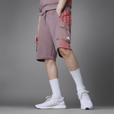 Men Lifestyle Purple Colorblock French Terry Shorts