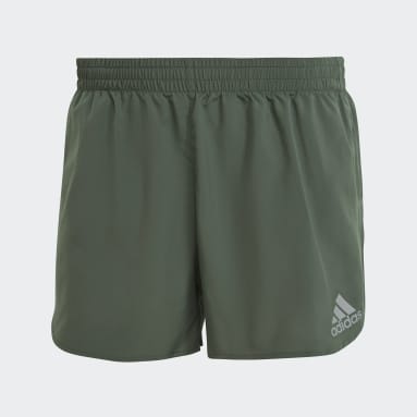 Men Running Green adidas Fast Split Shorts
