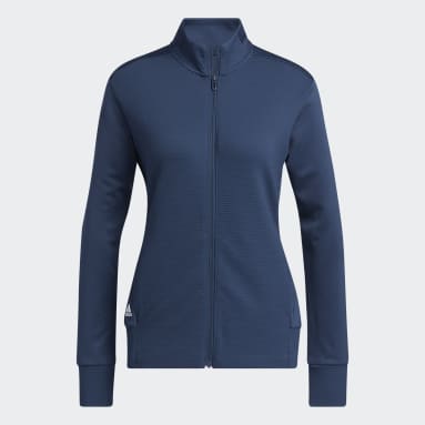 Women Golf Blue Textured Full-Zip Golf Jacket