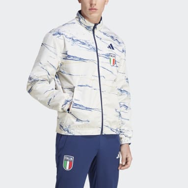 ผู้ชาย ฟุตบอล สีน้ำเงิน เสื้อแจ็คเก็ต Italy Anthem