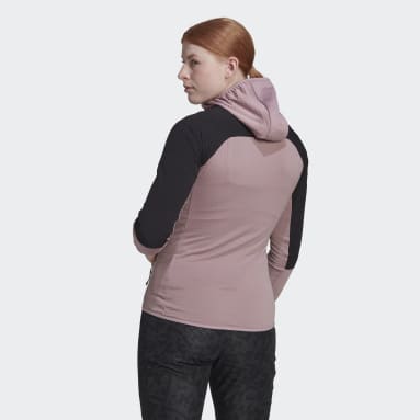 Frauen TERREX Techrock Flooce Wind Hooded Fleecejacke Lila