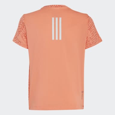 Camiseta Running AEROREADY Allover Print 3 bandas Naranja Niña Sportswear