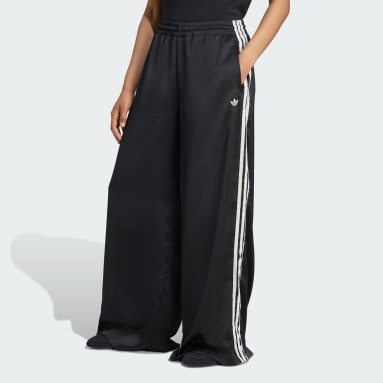 adidas Originals Satin Wide Leg Hose mit Rüschen 3-Streifen