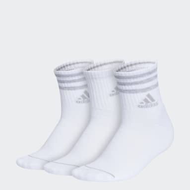 Women Training White Cushioned 3-Stripes High Quarter Socks 3 Pairs