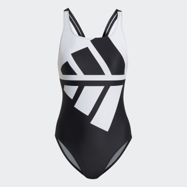 Frauen Schwimmen Logo Graphic Badeanzug Schwarz