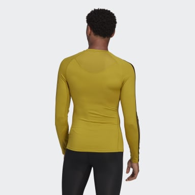 Men Training Green Techfit 3-Stripes Training Long Sleeve Tee