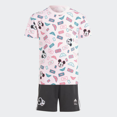 เด็ก Sportswear สีชมพู ชุดเสื้อยืดและกางเกงขาสั้น adidas x Disney Mickey Mouse