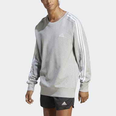 Men Sportswear Grey Essentials French Terry 3-Stripes Sweatshirt