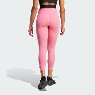 Licras Largas Train Essentials 3 Rayas Pretina Alta Rosa Mujer Training