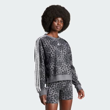 เสื้อกันหนาวคอกลม adidas Originals Leopard Luxe Trefoil