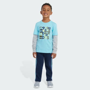 Children Training Blue C LAYERED CTN TEE PANT SET