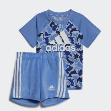 Infants Sportswear Blue Dino Camo Allover Print Tee and Short Set