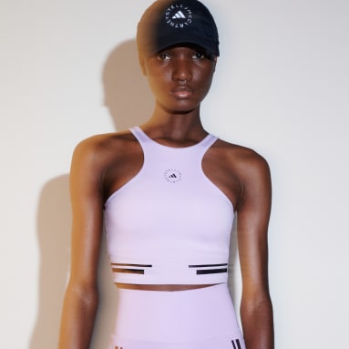 ผู้หญิง adidas by Stella McCartney สีม่วง เสื้อครอปสำหรับวิ่ง adidas by Stella McCartney TruePace