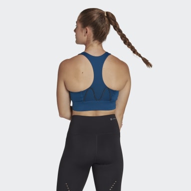 Frauen Running Running Medium-Support Pocket Sport-BH Blau