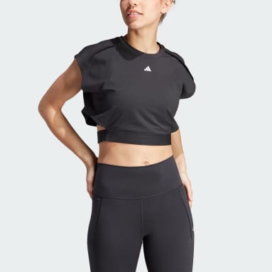 Dames Fitness En Training zwart Power AEROREADY Crop Mouwloos Shirt