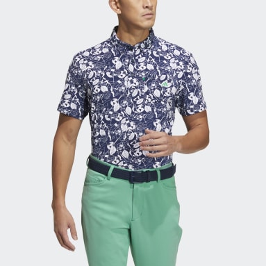 남성 Golf Blue 플레이 그린 그래픽 폴로 셔츠