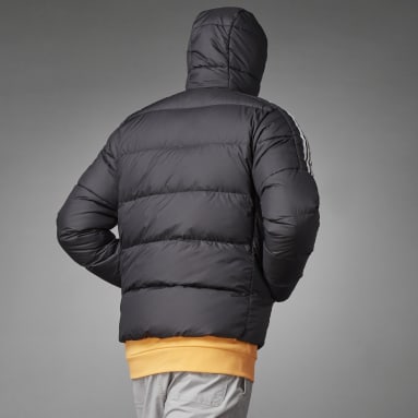 남성 Outdoor Black 에센셜 미드웨이트 다운 후드 재킷