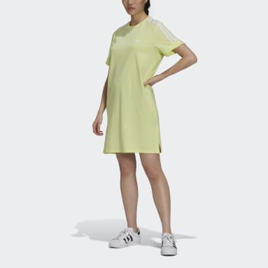 Women's Originals Yellow Adicolor Classics Roll-Up Sleeve Tee Dress