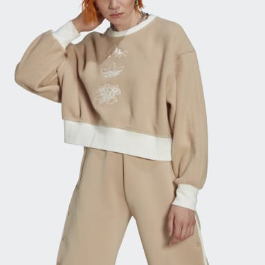 Women Originals Beige Graphic Polar Fleece Sweatshirt