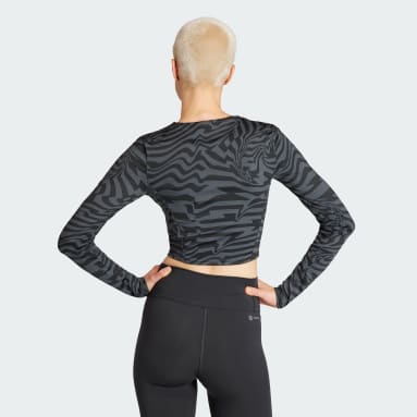 Frauen Fitness & Training TrainIcons Training Jacquard Crop Longsleeve Grau