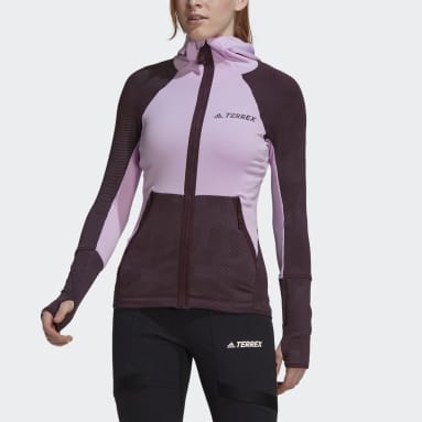 Women's TERREX Purple Terrex Tech Fleece Hooded Hiking Fleece Jacket