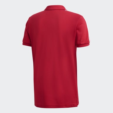Men Football Red Manchester United 3-Stripes Polo Shirt